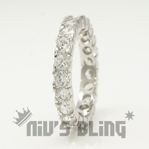 18K White Gold Lab Diamond Wedding Engagement Band Eternity Women Promise Ring 