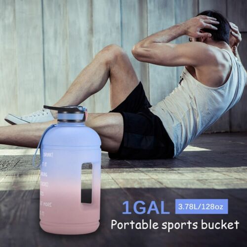 128oz// 1 Gallon Motivational Water Bottle Time Marker Sports Leakproof Exercise