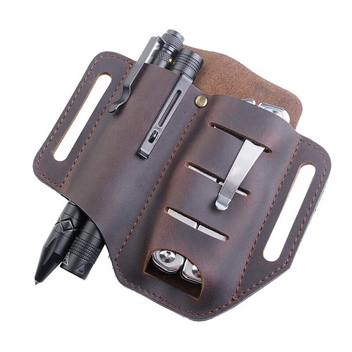 Werkzeug F5J8 Tasche EDC Organizer Leder Slip Sheath mit 2 Taschen für Messer