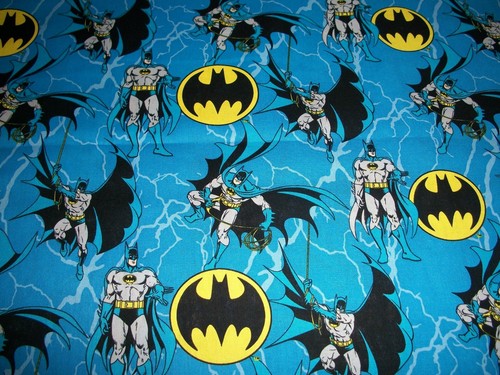 Batman on blue cotton crib//toddler fitted sheet