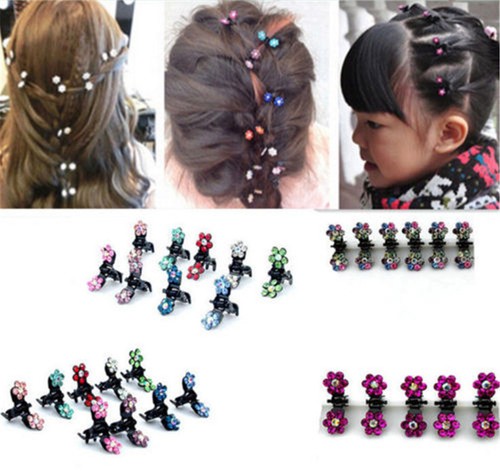 12pcs Mädchen Haarspangen süße Strass Crystal Flower Mini Kids Zubehör De