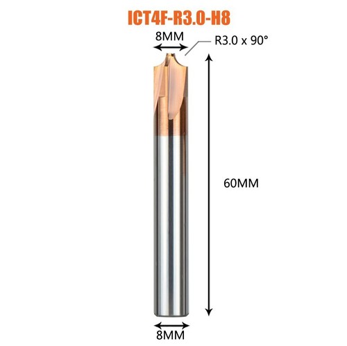 1 pcs solid carbide chamfer tool milling cutter 4 flute inner Arc R0.5 R5.0