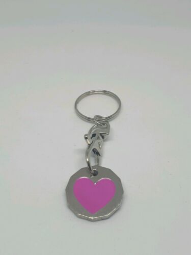 2 X Trolley Buddy Pink Love Heart  Handy Key Ring £1 Coin Shopping Trolley Token