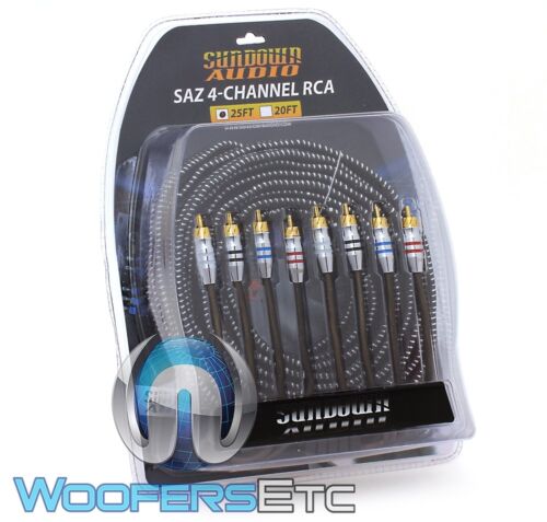SUNDOWN AUDIO 25FT SAZ 4CHANNEL SOLID 100/% OFC COPPER TWISTED RCA AMPLIFIER WIRE