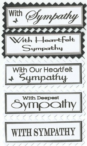 5 WITH SYMPATHY Greeting Card Card Craft Sentiment Message Banners BUY2G1FREE
