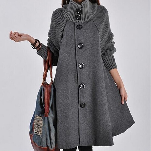 Damen Winterjacke Wintermantel Lange Ärmel Einreiher Pendeln Overcoat Jacke Tops