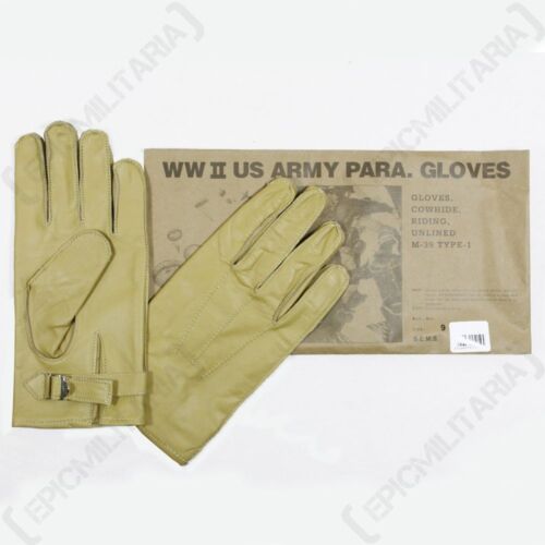 WW2 US Leather Cowhide Airborne Yellow Rigger New American Paratrooper Gloves