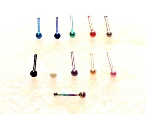 1 X COLOURED 316L SURGICAL STEEL NOSE STUD NOSE BONE BODY JEWELLERY NEW.