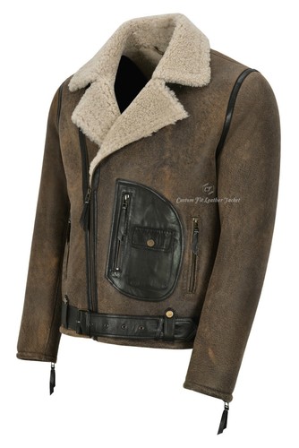 Para Hombre RAF B3 Piel de Oveja Real De Piel De Oveja Volando Chaqueta De Cuero Piloto Vuelo Aster