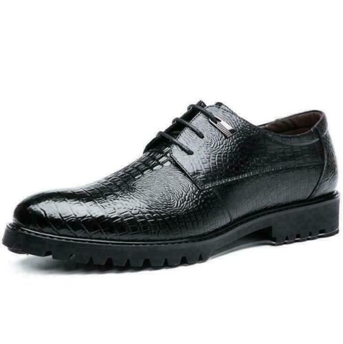 Mens Formal Dress Shoes Crocodile Pattern Oxfords Leather Lace Up Wedding Party 