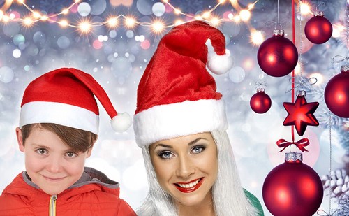 2 Enfants Père Noël Santa Chapeau Peluche Feutre Chapeau unisexe enfant garçon fille pompon