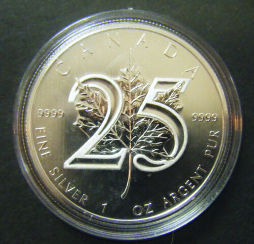 2013 $5 Canada 1oz Silver Maple Leaf 25th Anniversary Bullion coin Canadian .999