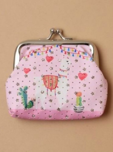 Childrens Girls Kids Pink Alpaca Fabric Coin Purse with Silver Clasp 9 x 6.5cm