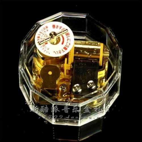 Gorgeous Acrylic Gold Wind Up Music Box Blue Danube