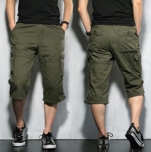 Mens Loose Fit Mid Long Casual Summer Cargo Army Combat Cargo Shorts Pants Zsell