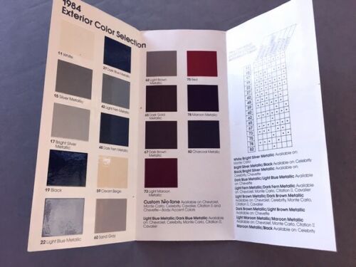 Camaro Monte Carlo Z28 Caprice 1984 Chevrolet Color Paint Car Brochure Guide