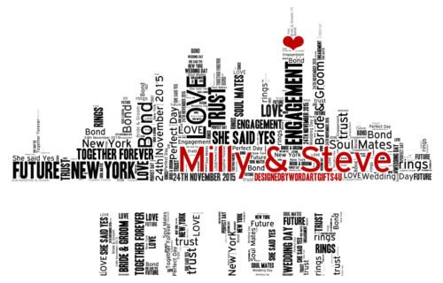 New York City Skyline Personalised Word Art Print Engagement  or any Occasion 