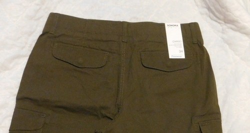 SONOMA Mens Brown Flexwear Ripstop Relaxed Fit 6 pocket Cargo Shorts Size 34