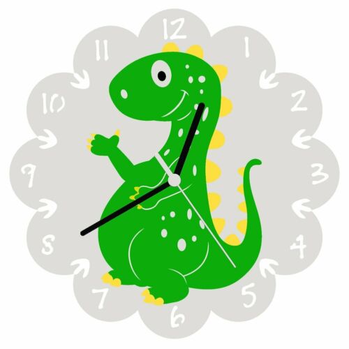 e9548grn Euphyllia-Tempus Dinosaur Children's Wall Clock Green 