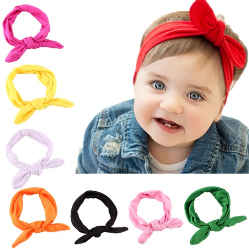 Baby Girls Bunny Kids Turban Knot Rabbit Headband Bow Hair bands Head wrap HC