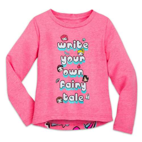 NWT Disney store Ariel Snow White Cinderella Tee Shirt Long Sleeve Pink Girls 