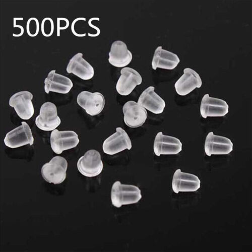 500PCS Silicone Earring Back Plugs Stoppers Ear Post Nuts 4MM Jewelry Findings 