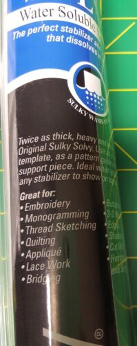 Sulky Water soluble embroidery stabilizer Super Solvy 9yds x 12" 