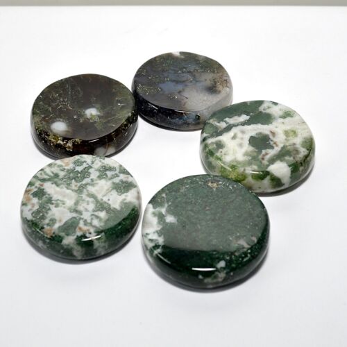 37mm Natural Green Moss Agate Stand Polished Crystal Quartz Stone Mineral India 