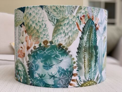 Handmade Lampshade Voyage Cactus Harvest Fabric Green Plants Succulents Flowers