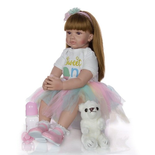 Reborn Baby Doll Girl Silicone Toy Gift Realistic Handmade Vinyl 60cm Gift Dolls
