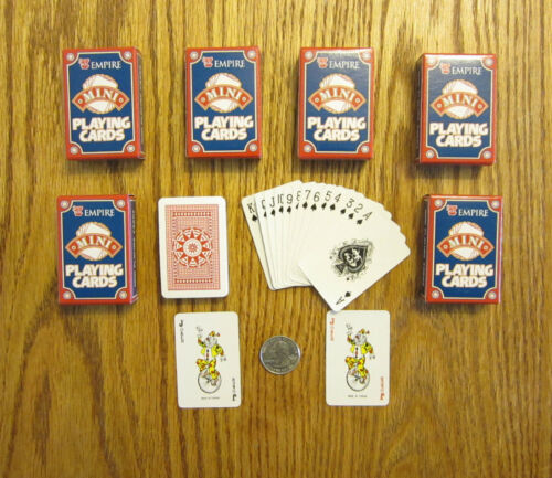6 NEW DECKS OF MINI PLAYING CARDS MINITURE PLASTIC COATED TINY POKER CARD DECK 