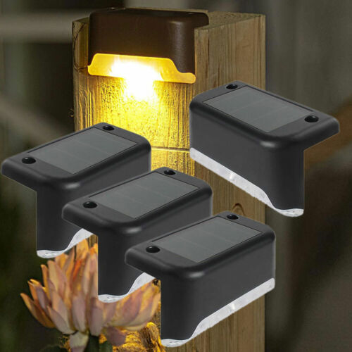 4Pack Solar LED Deck Lights Outdoor Path Garden Pathway Stairs Step Fence Lamp 