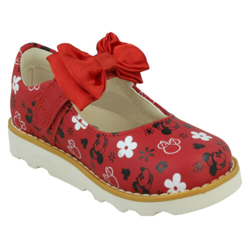 F & G Fittings Girls Clarks 'Crown Bow T' Red Casual Minnie Mouse Design Shoes 