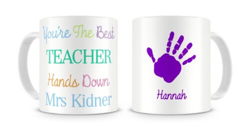 Great Gift Thank You PERSONALISED MUG NEW YOUR THE BEST TEACHER HANDS DOWN 