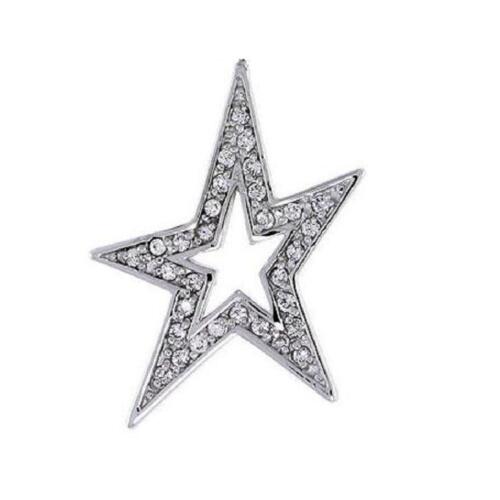 Sterling Silver Jeweled Star Pendant w/ Cubic Zirconia Stones 