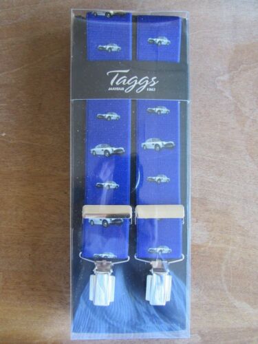 CLIP END . WITH CLASSIC BRITISH RACING CAR MOTIF TAGGS ROYAL  BACKGROUND