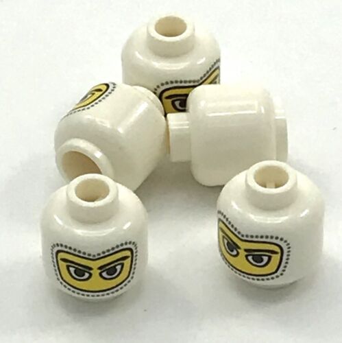 Lego 5 New White Minifigure Head Balaclava Eyes Hole Stitching Race Car Driver 