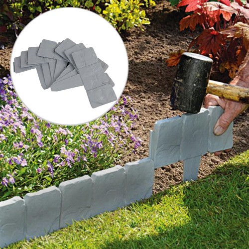 20 Pcs Home Garden Border Edging Plastic Fence Stone Lawn Yard Flower Bed Decor