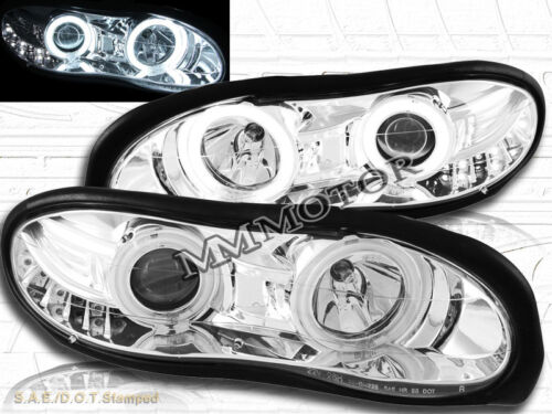 98 99 00 01 02 Chevy Camaro Twin CCFL Halo Projector Headlights Chrome Clear 