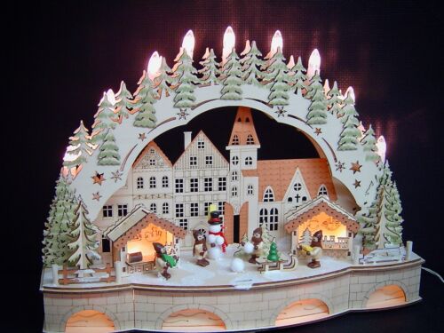 Details about  / LED Light Arch 3D Snowy City Weihnachtsmark Underbench 10229