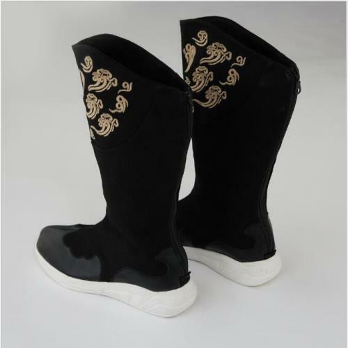 Mens New Chinese Ethnic Style Embroidered Canvas Fleeced Kung Fu Boots Shoes SUN