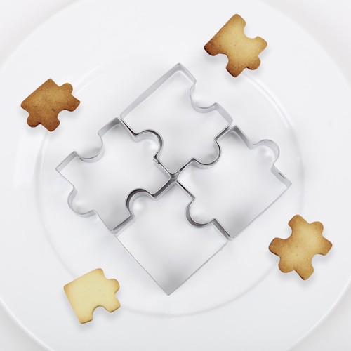 Cookies Mold Puzzle Shape Kitchen Tool Biscuit Bakeware Cookie Cutter Set 4Pcs