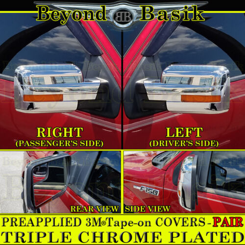 2009 2010 2011 2012 2013 2014 Ford F150 TRIPLE Chrome Mirror COVERS wSignal hole