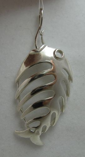STERLING SILVER PENDANT SOLID 925 FISH ON HOOK NEW