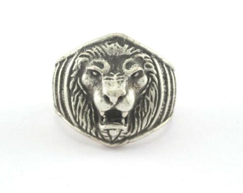 Lion Ring Adjustable Antique Silver Plated Brass 18.5mm 8.5US size 3354