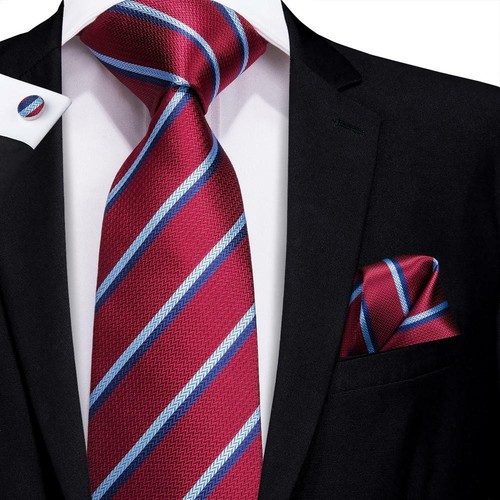 Mens Necktie Ties Silk Red Navy Blue Gold Black Paisley Striped Business Classic