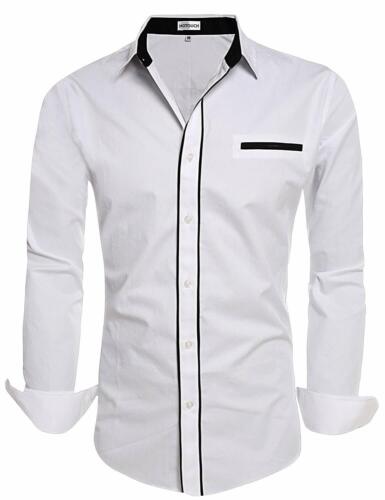 Hotouch Men/'S Fashion Button Up Shirt Slim Fit Dress Shirt Contrast Long Sleeve