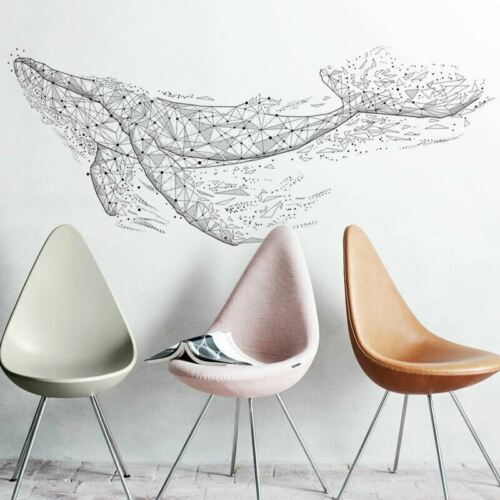 Geometric Whale Removable Wall Stickers Kids Nursery Home Decor Art Decals DIY