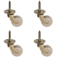 x4 25mm BRASS CASTOR WITH WHITE CHINA WHEEL SCREW FITTING