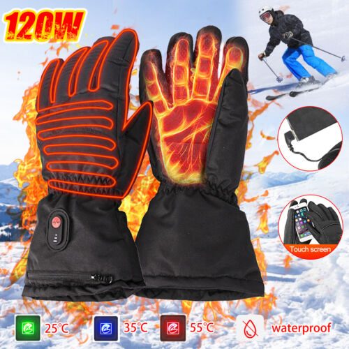 Electric Heated Gloves Hands Warm Winter Warmer Rechargeable Battery Windproof 